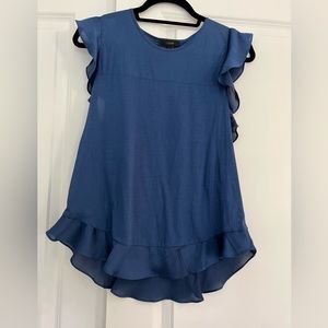 Blue J. Crew Ruffle Blouse